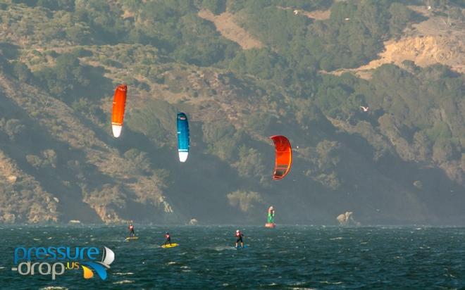 Race from Golden Gate Bridge downhill to the SF/ Oakland Bay Bridge - 2015 Ronstan Bridge © pressure-drop.us
